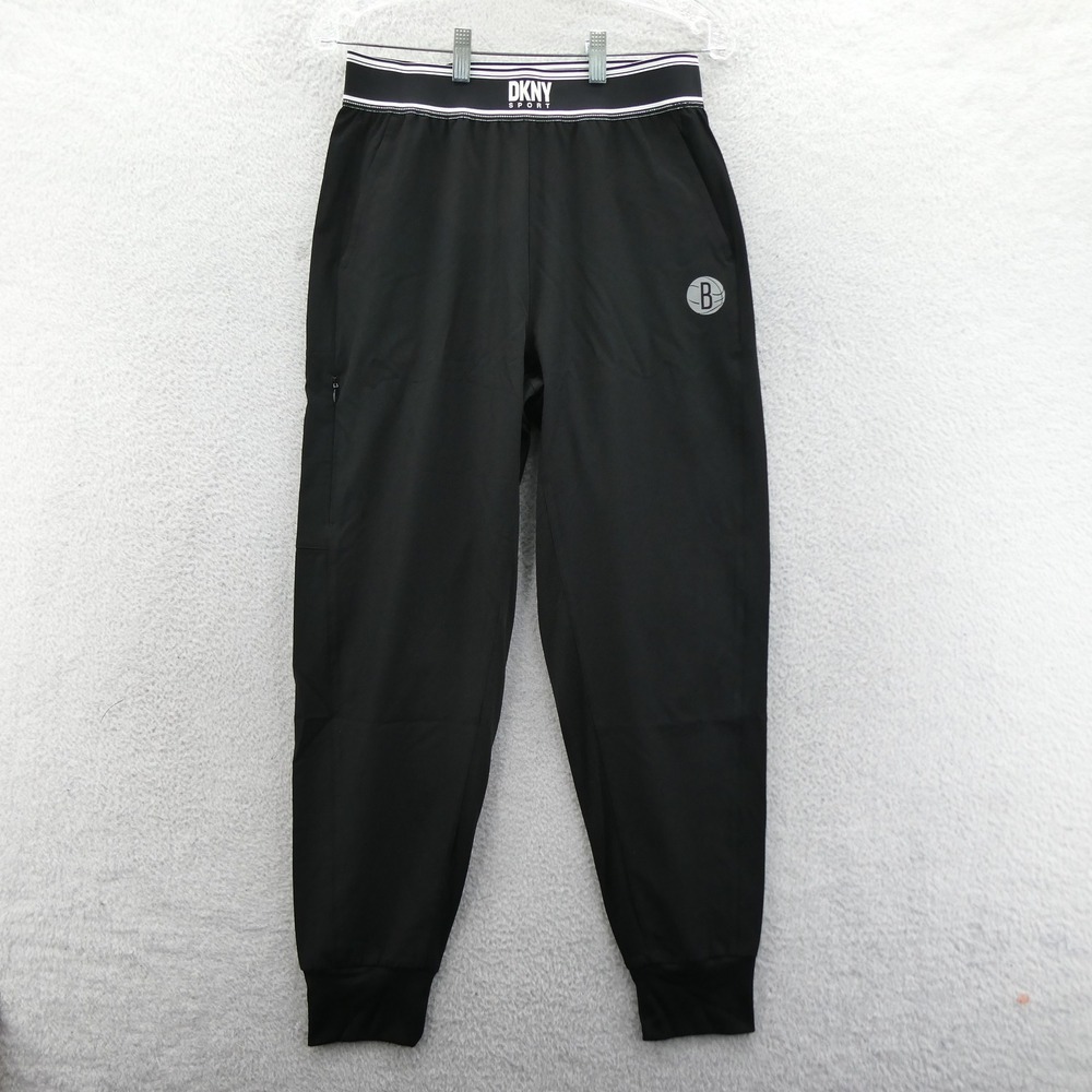 DKNY Sport Joggers Womens Small Brooklyn‎ Nets Black Basketball Athletic Pants